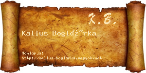 Kallus Boglárka névjegykártya